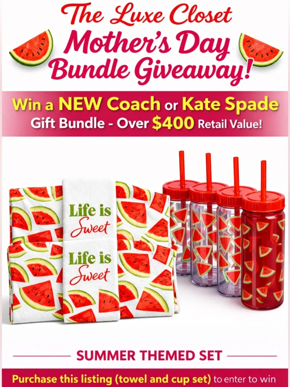 Towel and Cup Bundle Buy for Coach / Kate Spade Giveaway - Picture 2 of 4
